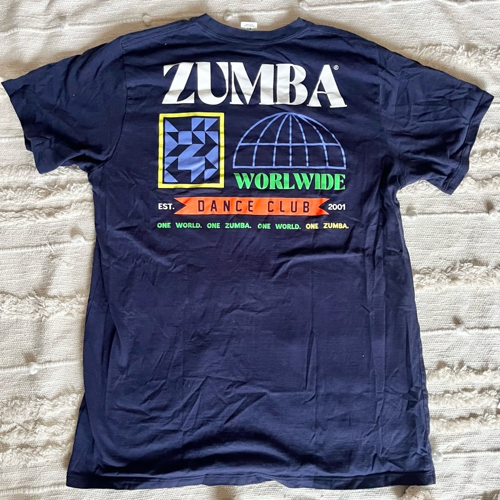 Zumba "Worldwide" Crew Neck unisex tee Indigo medium - Picture 7 of 7